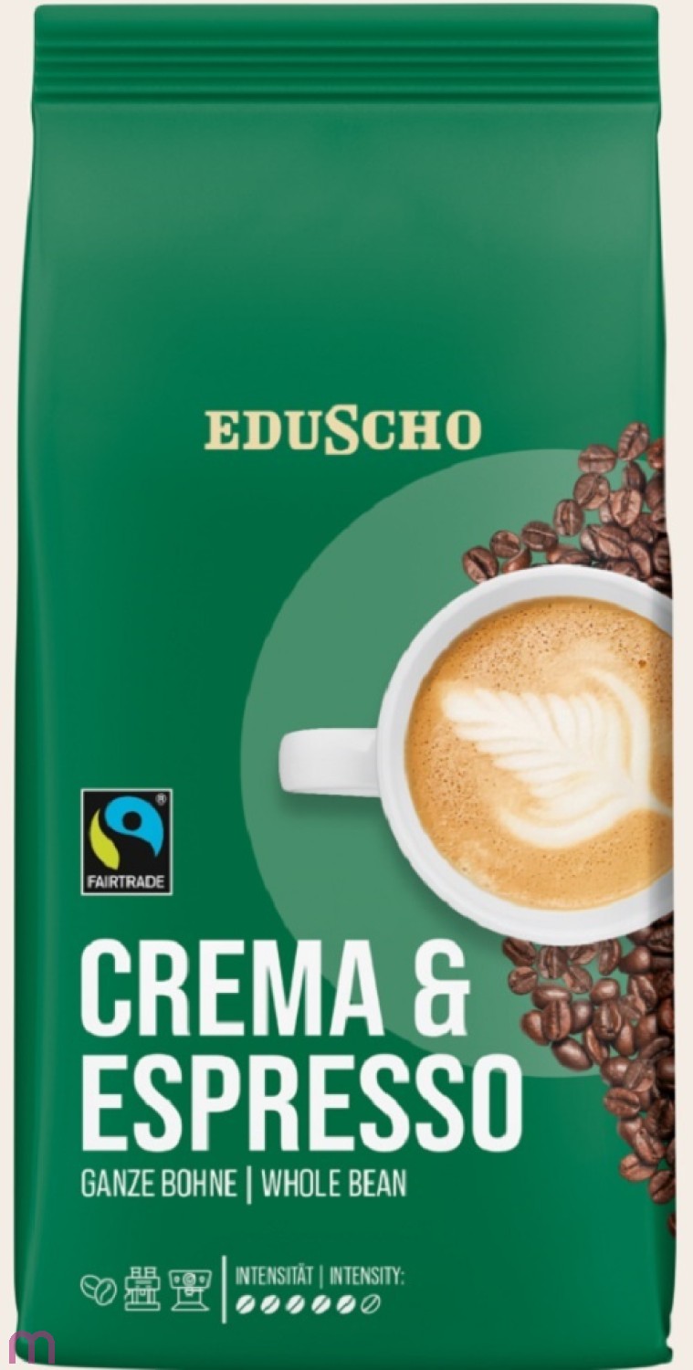 Eduscho FT Crema & Espresso 1kg Ganze Bohne Fairtrade zertifiziert